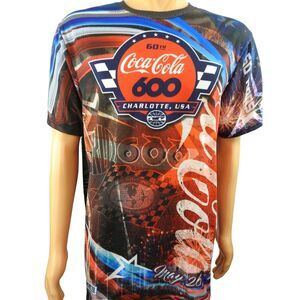 NASCAR Racing 60th‎ Coca Cola 600 All Over Print T Shirt L Charlotte NC